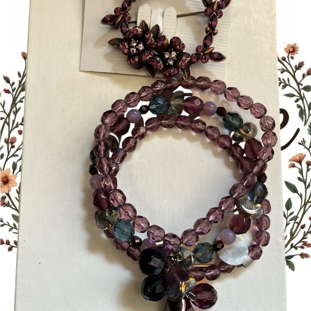 Elegant Purple Beaded Bracelet Set